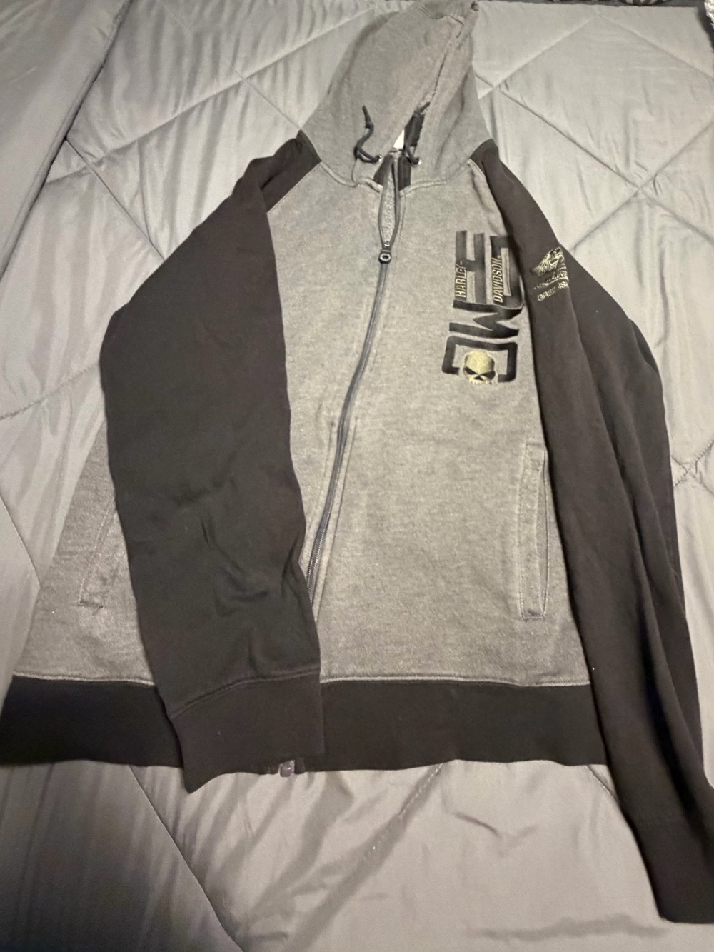 Men's Harley Davidson Hooded Zip Jacket - Gray/Black